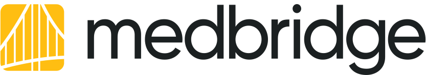 Medbridge logo in yellow and black with a stylized bridge.